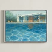 "Eichler Summer" - Art Print in Poolside by Laura Browning - Framed Canvas