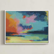 "IndianSummer" - Art Print in Sky Blue by AlisonJerry - Framed Canvas