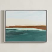 "Fall Abstract Seascape" - Art Print in Rust by Caryn Owen - Framed Canvas