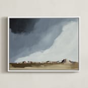 "Dusk In The Chisos" - Art Print in Indigo by Kati Ramer - Framed Canvas