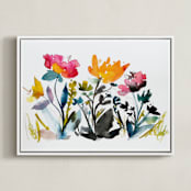"island wildflowers no.2" - Art Print in gold poppy by Kiana Lee - Framed Canvas