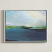 "Lake View" - Art Print in Lake Blue by AlisonJerry - Framed Canvas