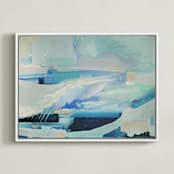 "Midnight Surf" - Art Print in Soft Blue by Cristina Marie - Framed Canvas