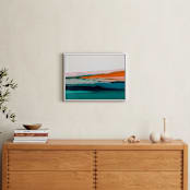 "Colorful Abstract Seascape" - Art Print in bright orange by Caryn Owen - In a Room