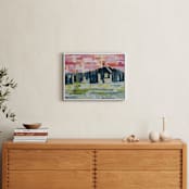 "View of Our Mountain" - Art Print in Sunset Pink by Kristin John - In a Room