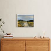 "Glass River" - Art Print in Glass Blue by Stephanie Goos Johnson - In a Room
