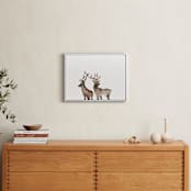 "Merry Christmas, Comet & Cupid " - Art Print in Deer Sepia by jinseikou - In a Room