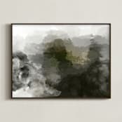 "Foggy Range II" - Art Print in Grey Fog by Tanya Lee Design - Framed