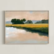 "Morning Shore II" - Art Print in Summer Blue by Stephanie Goos Johnson - Framed