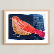 "Still 3" - Art Print in Petrol, rose, coral and mustard by Victoria Johnson - Framed