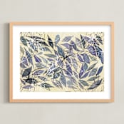 "Handle with care" - Art Print in Delicate Plumbago by Bethania Lima - Framed