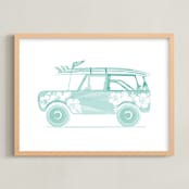 "Beaching 1" - Art Print in minty fresh by Rebecca Marchese - Framed