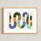 "Quilted Snake" - Art Print in Muted Multi by Kelly Watkins - Framed