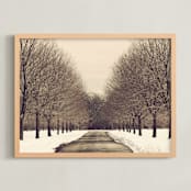 "Winter's Silence" - Art Print in Bark Brown by Gray Star Design - Framed