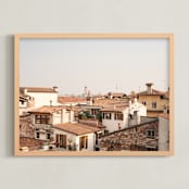 "verona rooftops" - Art Print in rusty brick by Crystal Lynn Collins - Framed