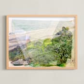 "Moss Girl" - Art Print in mossy green by Synnöve Seidman - Framed