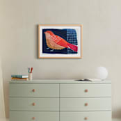 "Still 3" - Art Print in Petrol, rose, coral and mustard by Victoria Johnson - In a Room