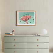 "Swing Ride" - Art Print in Bright Turquoise by Caroline Mint - In a Room