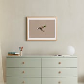 "Mallards in Flight 1" - Art Print in Neutral by Anee Shah - In a Room