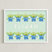 "Disney and Pixar's Toy Story Aliens" - Personalized Art Print in Wasabi by Vivian Yiwing - Framed