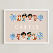 "Disney's Aladdin & Friends" - Personalized Art Print in Desert by Vivian Yiwing - Framed