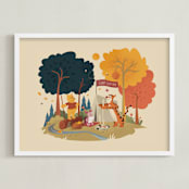 "Disney's Pooh Goes Camping" - Personalized Art Print in Honey by Morgan Ramberg - Framed