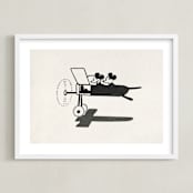 "Mickey and Minnie on the plane" - Art Print in Ivory by Sumak Studio - Framed