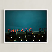 "Chicago Sky" - Art Print in Midnight Sky by E Melko - Framed