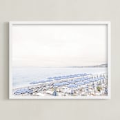 "Iconic French Riviera" - Art Print in Coastal Blue by Jamie Lollback - Framed