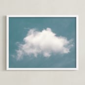 "Cloud in the Sky" - Art Print in Pool Blue by Tania Medeiros - Framed