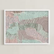 "Stripe Escape " - Art Print in Seagreen by Nina Leth - Framed