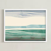 "Horizon 2" - Art Print in Aqua by Tatjana Koraksic - Framed