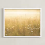 "Golden Meadow" - Art Print in yellow by Julia Preminger - Framed