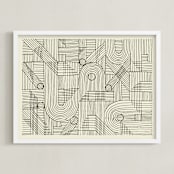 "Sketchy Pattern" - Art Print in Charcoal by Katie Zimpel - Framed