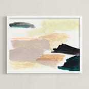 "Summer Skies" - Art Print in fluorescent orange by Lauren Packard - Framed