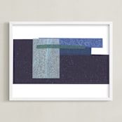 "Waves Crashing" - Art Print in Navy by Marissa Hodges - Framed