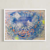 "Orbit" - Art Print in Cobalt Blue by Denise Wong - Framed