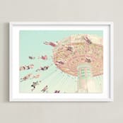 "Sky Coasters" - Art Print in Teal by Stephanie Sherman - Framed