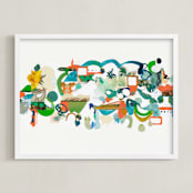 "Green Hills" - Art Print in Verdant Green by Erin McCluskey Wheeler - Framed