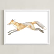 "Swift Fox" - Art Print in fox orange by Natalie Groves - Framed
