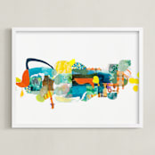 "The Lake and the Trees" - Art Print in Juicy Orange by Erin McCluskey Wheeler - Framed