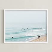 "Beach Summer Blues" - Art Print in Color by Helen Makadia - Framed