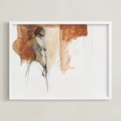 "after the bath" - Art Print in burnt sienna by Patricia Robitaille - Framed