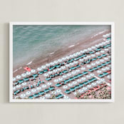"Spiaggia Grande" - Art Print in Cyan by Heather Loriece - Framed