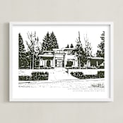 "Custom House Portrait with Text" - Custom Print in Olive Shadow by Minted - Framed