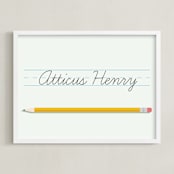 "The Write Stuff" - Personalized Art Print in Mint by Sarah Cohn - Framed