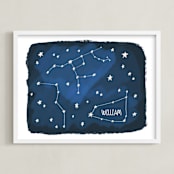 "Constellations" - Personalized Art Print in Midnight Blue by Morgan Kendall - Framed