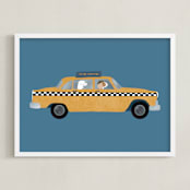 "New York" - Personalized Art Print in Taxi by Jenna Holcomb - Framed