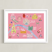 "Paris Map" - Art Print in Rose by Jenna Holcomb - Framed