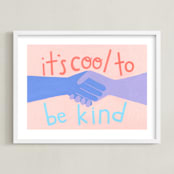 "It's Cool to Be Kind" - Art Print in Blush by Candace Wiant - Framed